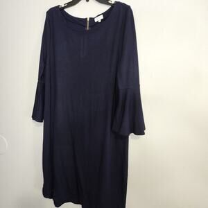 Crown And Ivy Navy Dress 3/4 Length Bell Sleeves Size Heavyweight Knit Size XL
